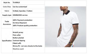 Quality clothing factory men white slim fit tennis polo shirt cotton with contrast rib and cuff for sale