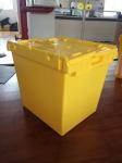 Big plastic nested and stacked storage boxes and bins