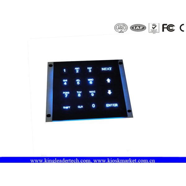 Waterproof illuminated numeric keypad , Panel mount keypad with 16 back-lit keys MKP100-1