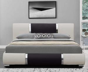 Quality Minimalist Fashion Design Leather Bed Manufacturers Black And White PU Curve Bedstead for sale