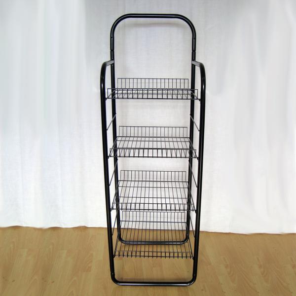 Buy Four Wire Baskets Floor Grocery Display Stands Multi Tiers Convenience Store Display Racks at wholesale prices