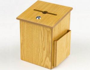 Quality Wooden Suggestion Box w/ Sign Holder, Side Pocket, Wall or Counter for sale