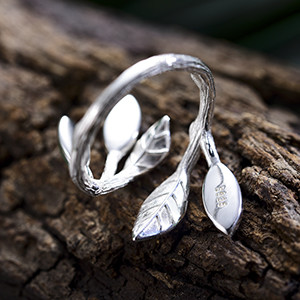 925 Sterling Silver Marquise Shape Jade Aventurine Open Leaf Rings Olive Leaf Rings Handmade Jewelry Unique Gifts for Wo