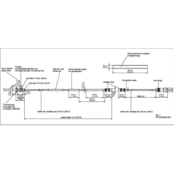 PR6423/003-010 EPRO 8mm Eddy Current Sensor M10 X 1 Without Armored Cable 55mm Sleeve Length 5m Total Cable Length