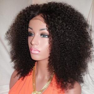 Quality Kinky Curly Human Natural Hair Silk Top Glueless Full Lace Human Hair Wig 24inch for sale