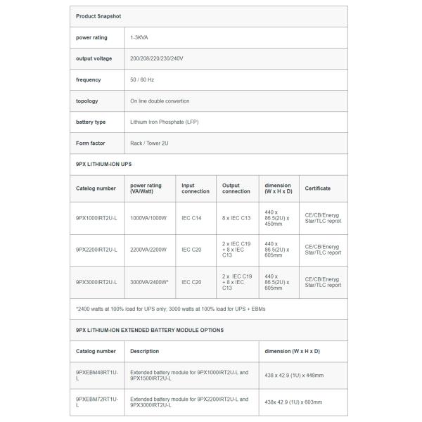 Eaton 9PX Lithium-ion UPS 1000W 1500W Lithium battery power supply system