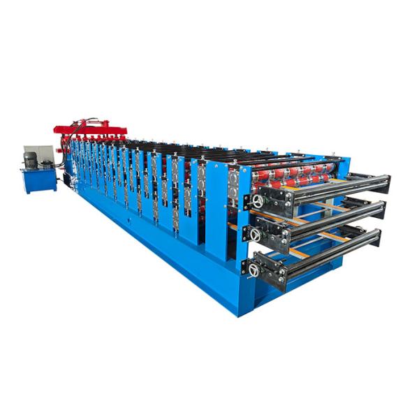 Glazed Tile IBR Sheet Three Layer Roll Forming Machine 15 Steps