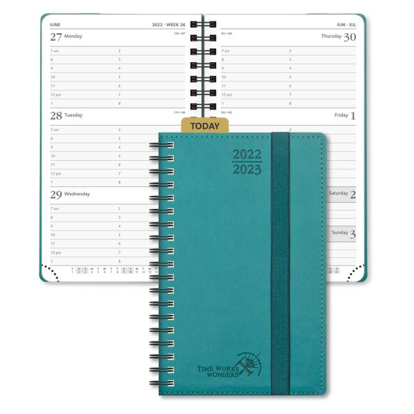 Buy Custom Turquoise Mini Weekly Planner 2023 2023 Vertical Layout Pages at wholesale prices