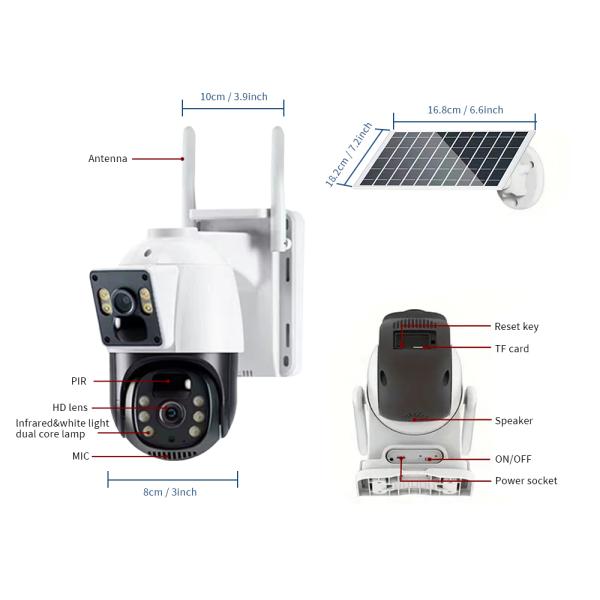4G Solar Remote Monitoring Network Camera C2480WG-10i with CMOS Sensor and Metal Front