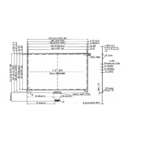 7.5 Inch Flexible Epaper Display, 800x480 SPI Interface