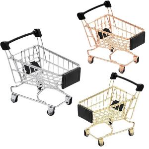 Quality Mini Supermarket Accessories Kids Metal Shopping Cart Cute Baskets for sale