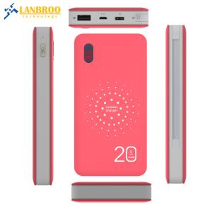 China LPW-03 Power Bank Wireless Charger 20000MAH Wireless Power Bank with Built-in MicroUSB/Type-c/Lightning 3-I Hot Selling on sale