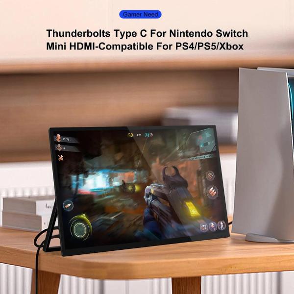 18.5 Portable Gaming Monitor with Full HD IPS HDR Panel 300nit Display 72% NTSC 16:9 Aspect Ratio