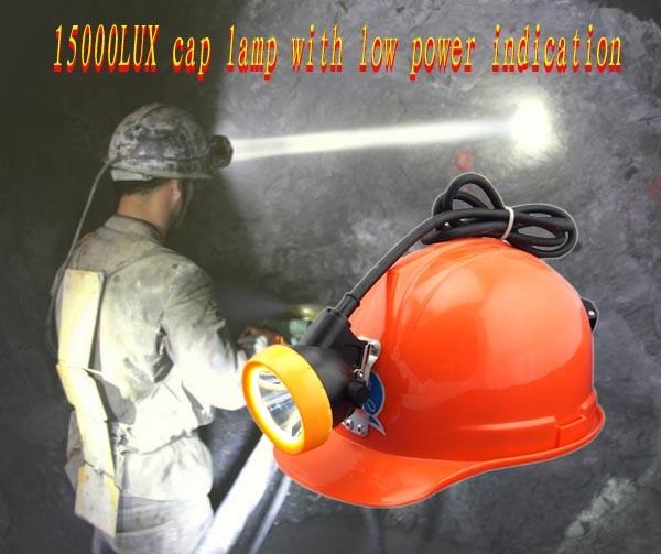 Buy 15000lux led corded rechargeable mining cap lamp with low power indication at wholesale prices