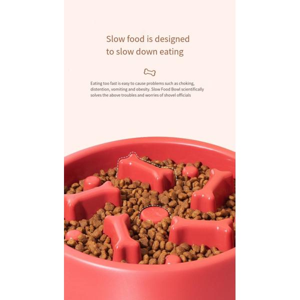 Pet Bone Slow Food Bowl Non Slip Easy To Rinse Small And Medium Sized Dog Anti Choking Bowl