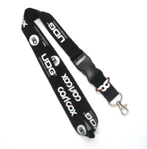 Quality Durable Customizable Plain Black Lanyards Polyester With PVC Badge Attachment for sale
