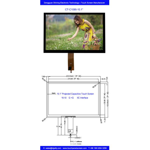 IIC Interface PCT Projected Capacitive Touch Screen , 10.1" LCD Panel With GT928