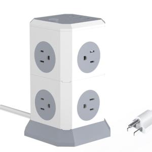 Standard Grounding Custom Multi-Plug Power Strip Tower with Universal Charging Socket