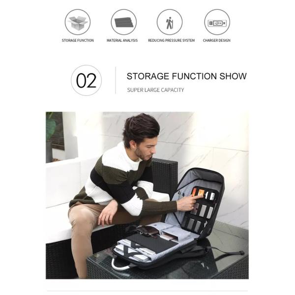 Polyester Business Laptop Backpack 1.54 Inch Antitheft Back Pack For Men Laptop