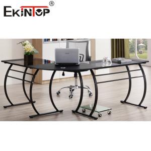 Quality L Shaped Glass Desk Office Depot With Metal Legs Home Computer Table for sale