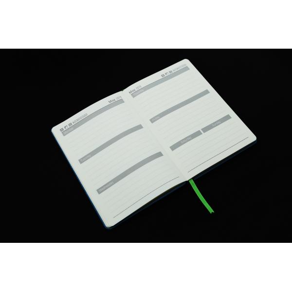 Blue Color Day Designer Weekly Monthly Planner With Waist Band / Two Ribbon Bookmark