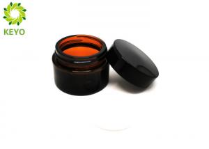 Quality 30g Amber Color Face Cream Glass Jar , Cream Storage Jars With Black Cap for sale