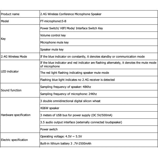 plug and play 2.4G wireless USB conference speakerphone for video conference system with battery