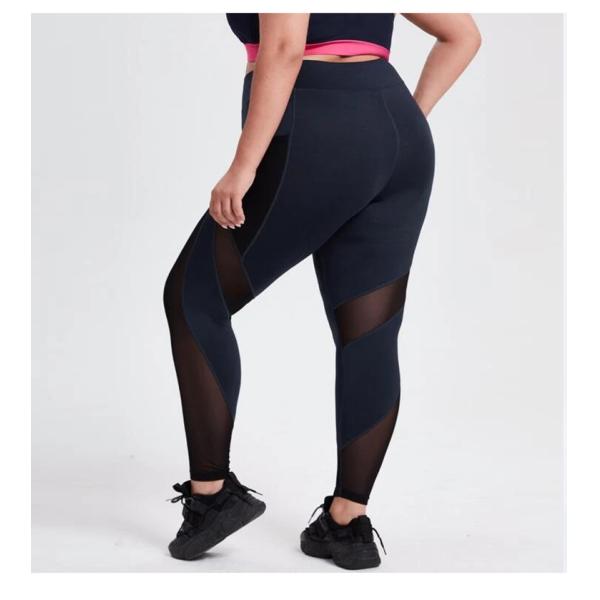 Workout Plus Size High Waisted Yoga Pants Mesh Breathable With Pockets