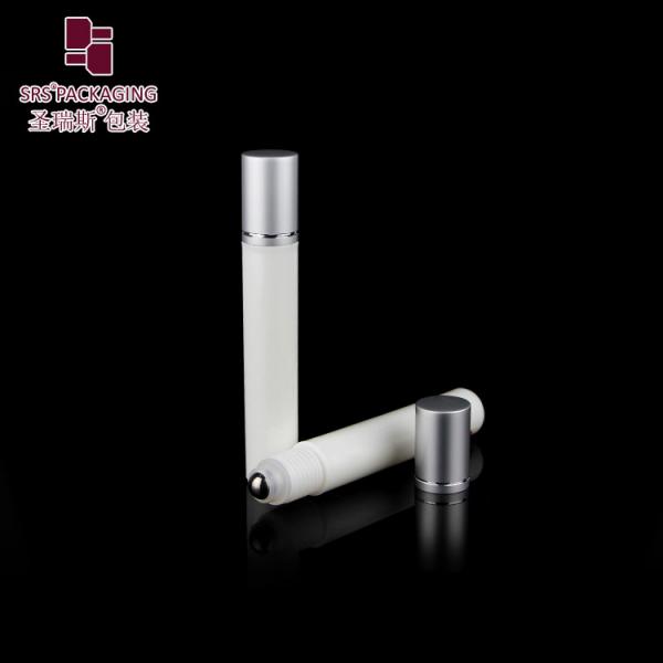 2020 new products white color empty cosmetic plastic roller ball bottle with steel ball
