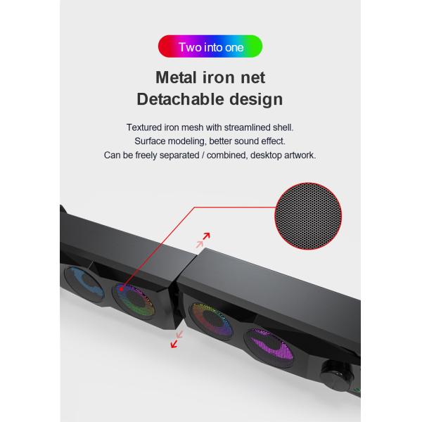 DC5V 2.0 Channel Speakers Rgb PC Gaming Speakers AUX Input Delicate Sound