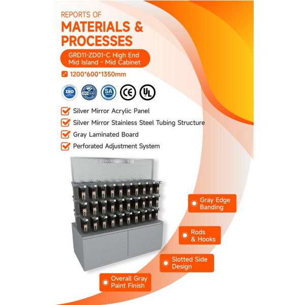 GDR11-ZD01-C Retail Store Display with Rods and Hooks and Adjustable Shelves for Beauty Counters