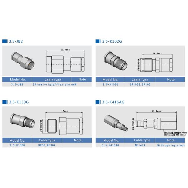 CXN3499 Cable RF Coaxial Male Connector Stainless Steel Microwave 3.5mm