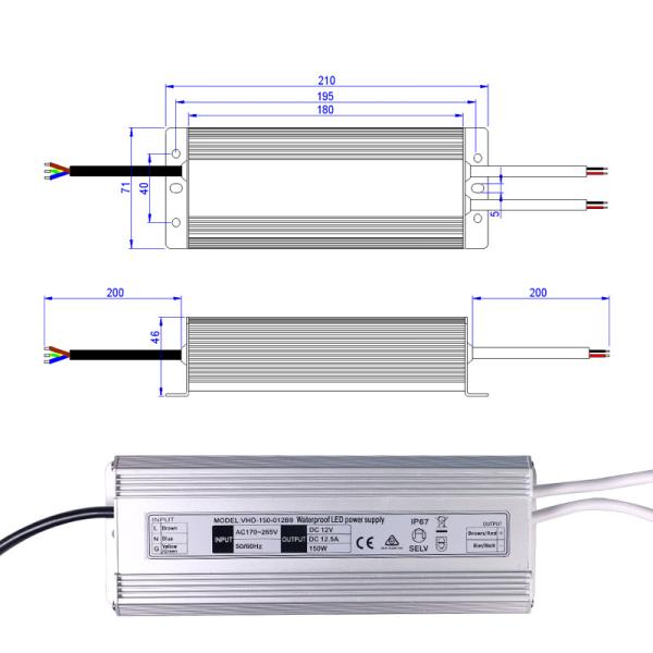 SAA Waterproof LED Driver 12v 150w Constant Voltage With AU Plug