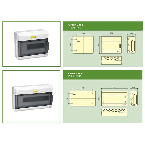 Plastic Electrical Weatherproof Distribution Box Rainproof IP65 4 6 9 12 18 24 36 Modules MCB
