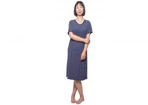 China Yarn Dye Viscose / Elasthan Stripped Pajamas Ladies Summer Short Sleeves on sale