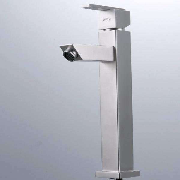 Stainless steel deck mount single hole basin faucet