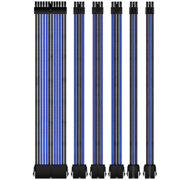 Extension Cord 24 Pin 4+4Pin GPU PCI-E 6+2 pin 6pin Extension Power Cable Kit Sleeved PSU Cable with Cable Comb Black Blue