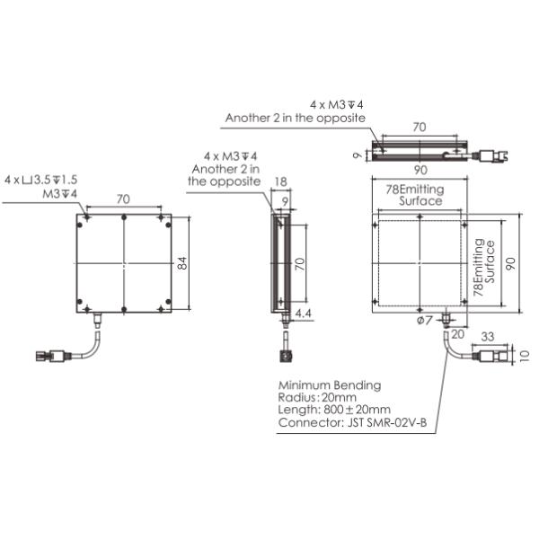 Highly Directional Length 90mm Machine Vision Backlight Geometric Measurement