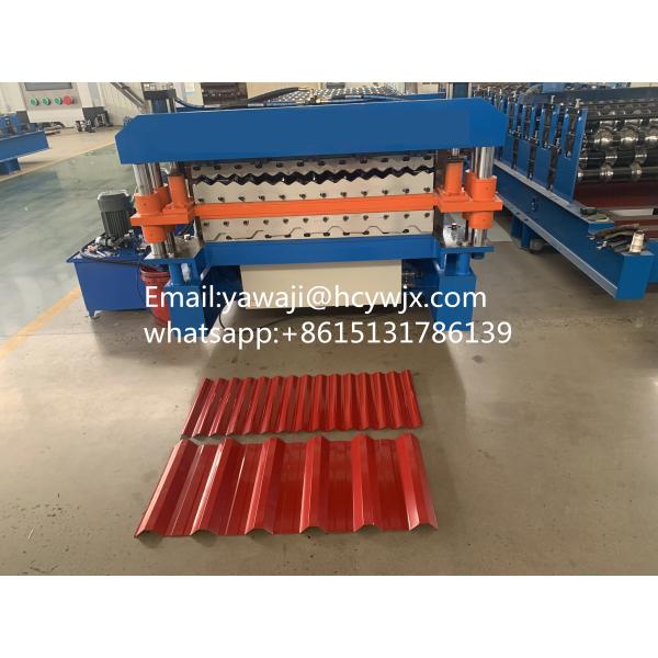 Trapezoidal Double Layer Tile Roll Forming Machine For Manufacturing Metal Tile Profiles