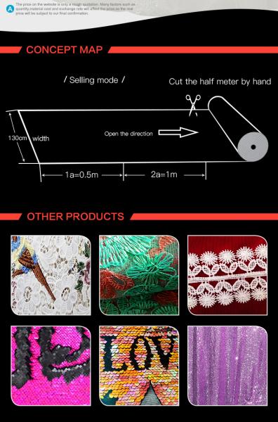 High Quality Lace Embroidery Large Square Sequin Fabric Indian