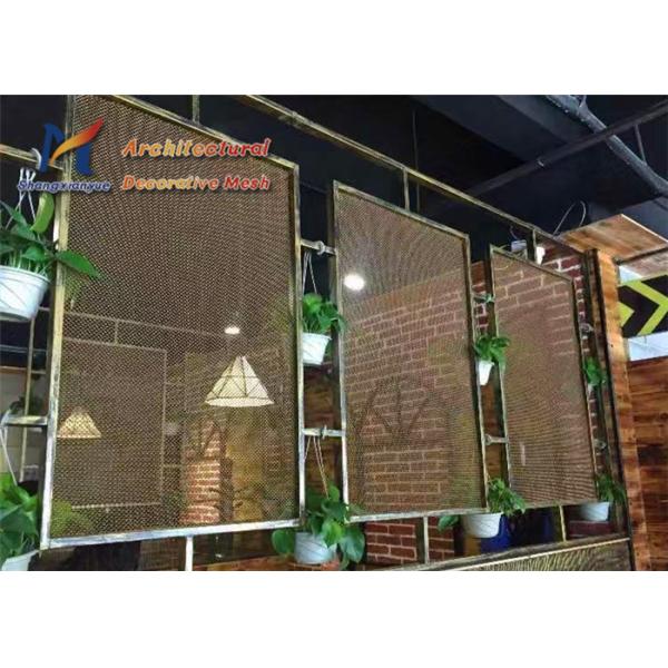 Golden Metal Mesh Ceiling Panels Mild Steel Wire Coil Curtains