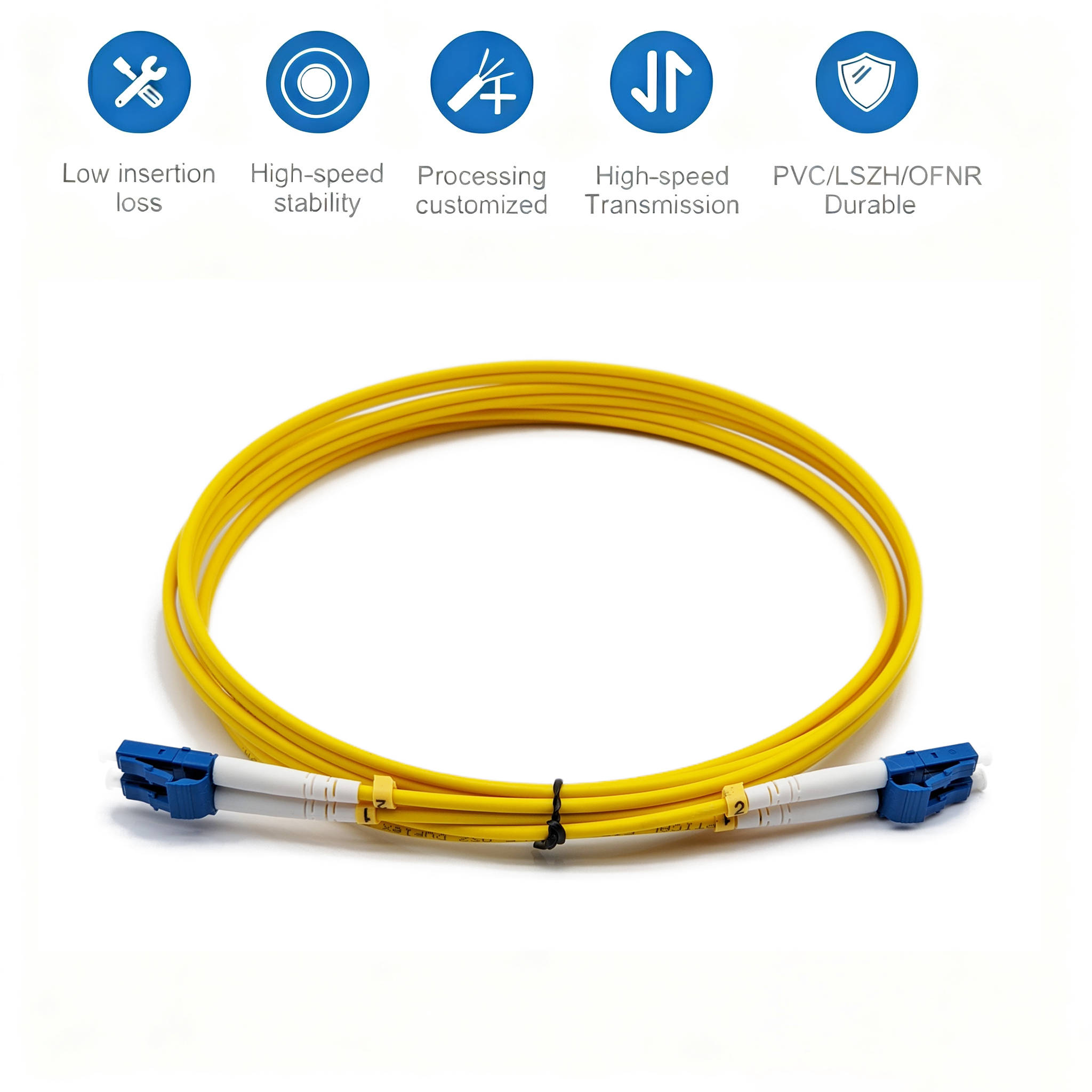 LC-LC Duplex Fiber Patch Cable Single Mode LC/UPC to LC/UPC Optical Fiber Patch Cord