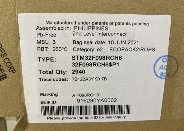 Buy Integrated Circuit Chip 64-UFBGA STM32F098RCH6 STM32F098 48MHz Microcontroller IC at wholesale prices