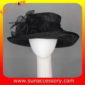 China New design elegant Church sinamay hats for women ,Sinamay wide brim church hat on sale