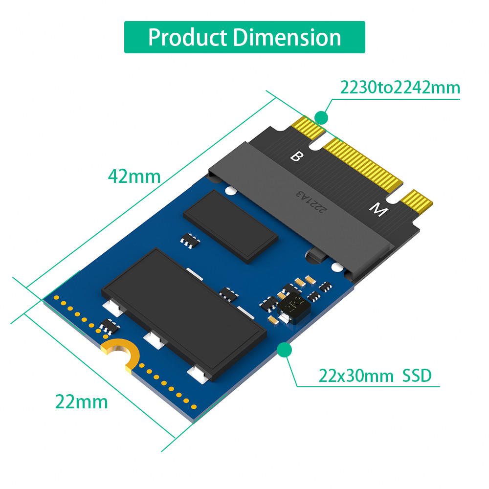 pCIE M.2 NVME M-Key B+M 2230 To 2242 Extension Adapter For ThinkPad