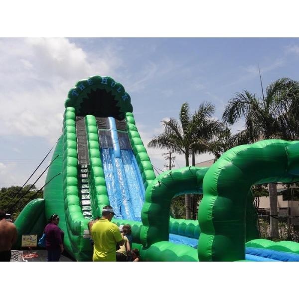 36 Feet Tall Hulk Inflatable Water Slides Green Long Crazy Wet Slide With Pool