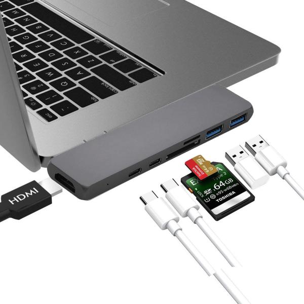 Buy 7 in 1 Type C Hub USB-C to 3 Port USB 3.0 Hub 1 Port HDM I USB C Hub with SD TF Card Reader at wholesale prices