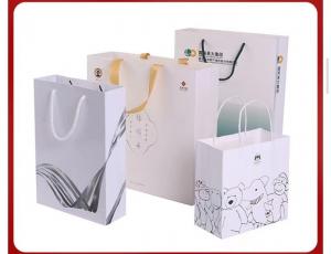 Quality 128gsm-350gsm Art Paper Shopping Bag Simple Strokes Printing Brown Paper Grocery Bags for sale