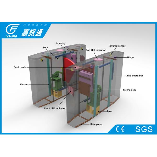Access Control Flap Barrier Gate , Bar Code Office Security Gates Automatic Reset Function