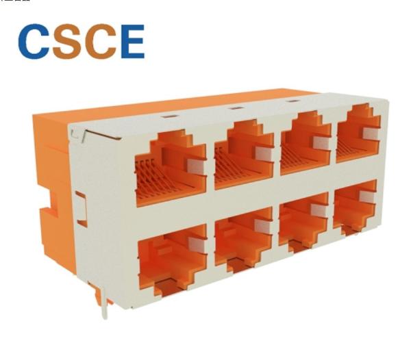 Buy 2*4 Port PCB Mount RJ45 Shielded Socket With LED Light at wholesale prices